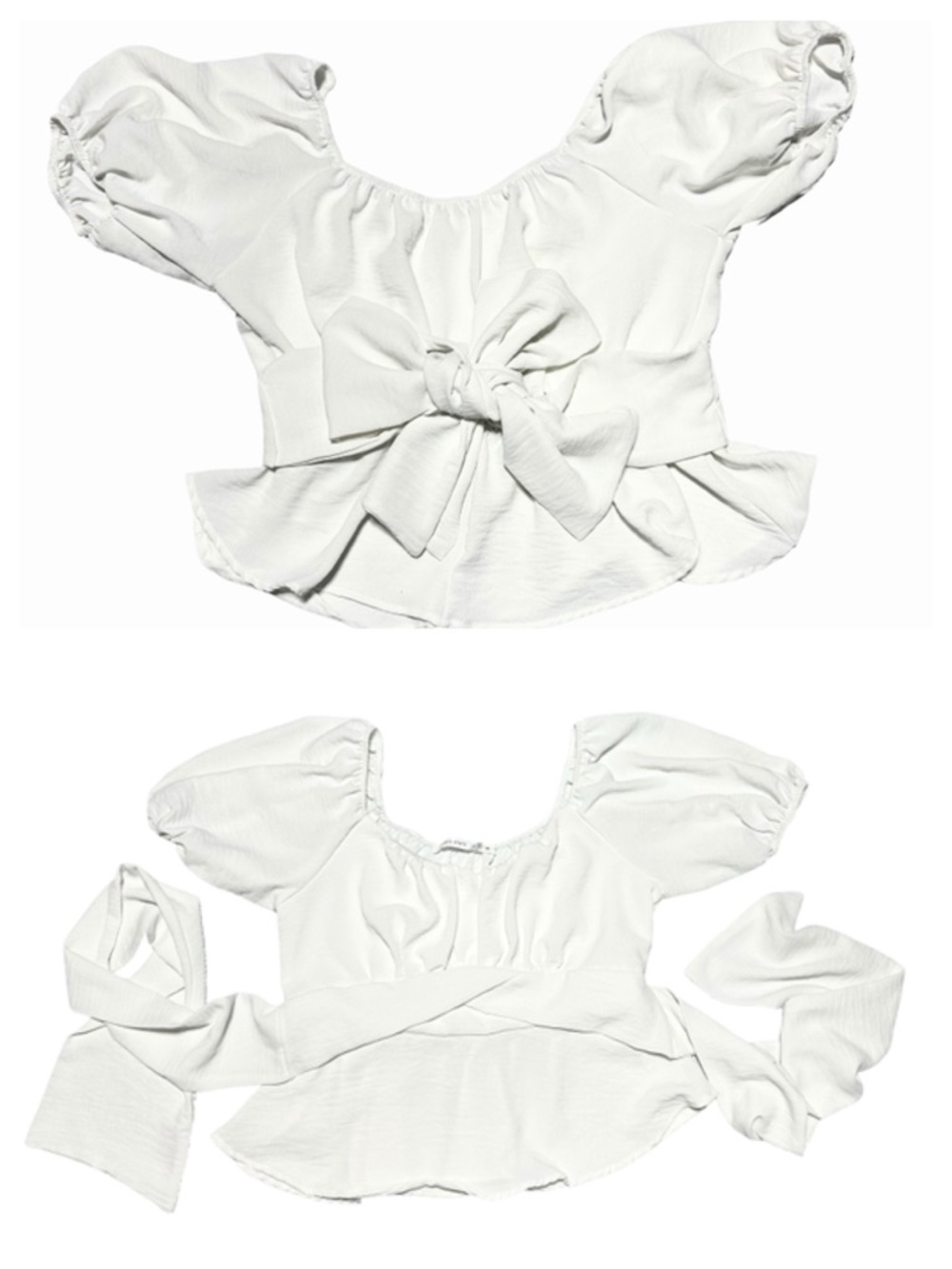 ALTAR’D STATE | Peasant Milkmaid Puff Sleeve Bow Back Babydoll Top